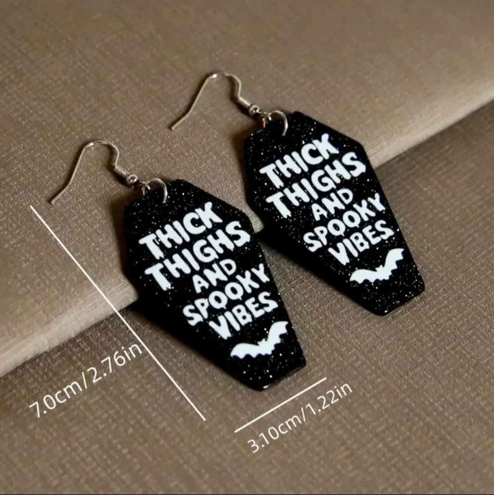 Thick Thighs And Spooky Vibes Earrings - Picture 2 of 2